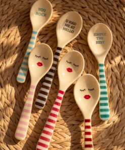 RICE Theelepel Pink Red Striped, melamine, lepels, theelepel, rood, roze, gestreept, rice, wonderzolder.nl