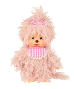 Monchhichi Fluff Pink Girl, knuffel, aapje, pink, roze, fluffy, monchhichi, wonderzolder.nl