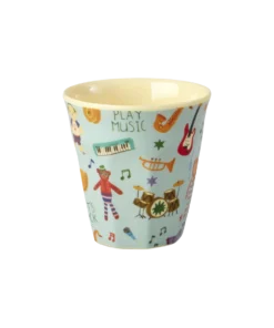 RICE beker Music Band Blue small, melamine, kinderbeker, kinderservies, music band, blue, blauw, muziek, rice, wonderzolder.nl