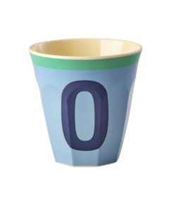 RICE beker letter O blauw vintage, melamine, kinderbeker, letterbeker, blauw, vintage, rice, wonderzolder.nl