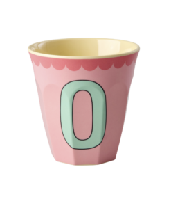 RICE beker letter O roze vintage, melamine, kinderbeker, letterbeker, roze, vintage, rice, wonderzolder.nl